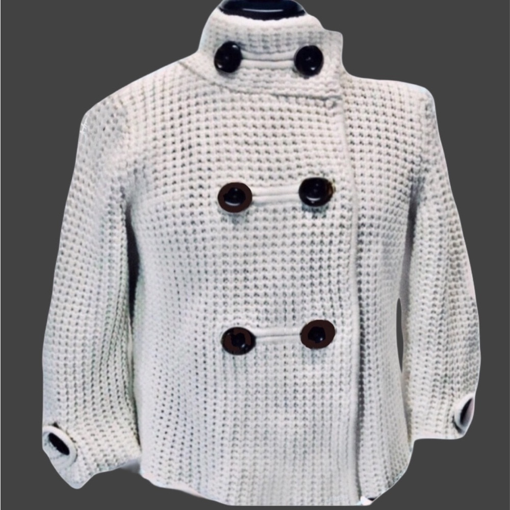Banana Republic Double Breasted Oatmeal Cotton/Wool Sweater Size Sm/Med